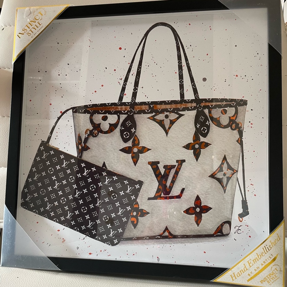 New Fashion LV Purse Framed Wall Art - 14” x 14”